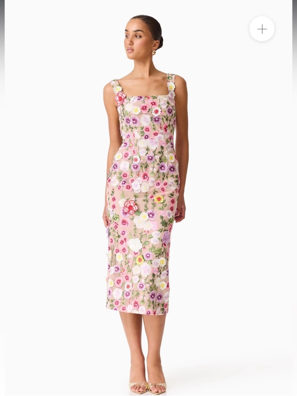elliatt neve 3d floral applique midi flower cocktail party dress size Small NEW - Picture 3 of 12